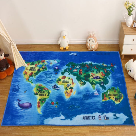 Sajalo Ocean Map Kids Rug 4x6ft