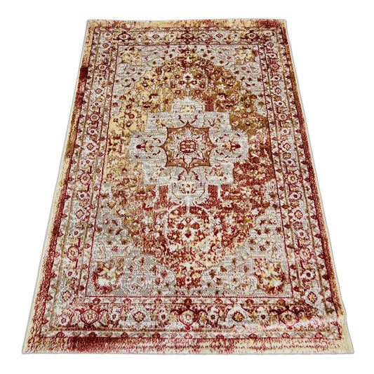 Sajalo Maroon Golden Area Rug 100x150cm