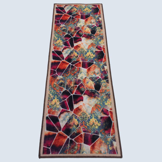 Classic Floral Red ECO Runner Black Felt 60x180cm