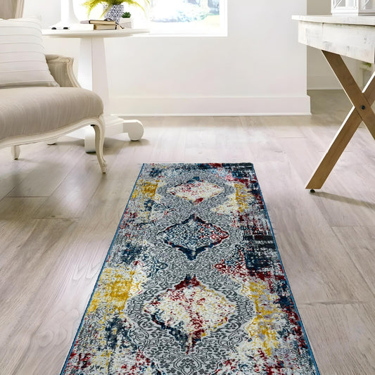 Sajalo Turkish Multi Gray  Runner 60x180cm