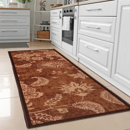 Sajalo Beige Leaf Eco Runner 2x6ft ( 24 x 72 inches )